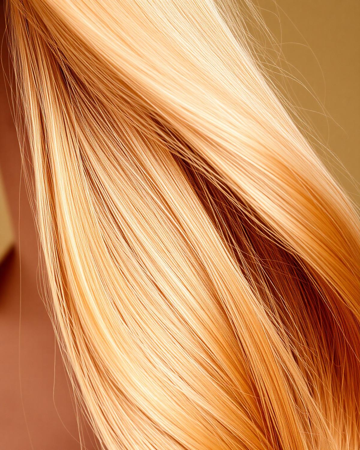 Dettaglio di capelli lunghi biondo miele lucenti
